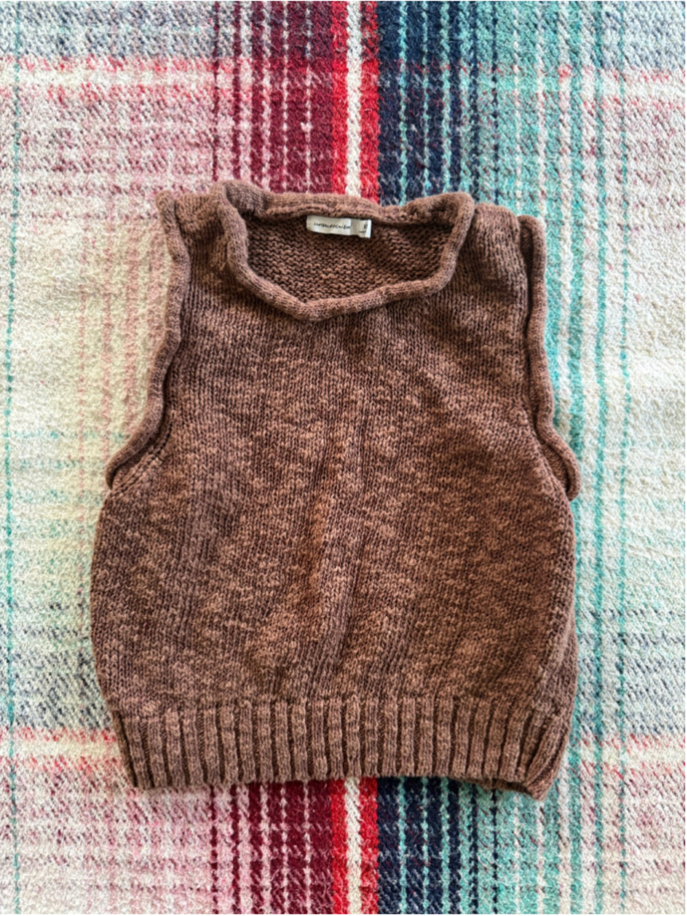 Unsubscribed Brown Sleeveless Cotton/Linen Knit Sweater Vest XS
